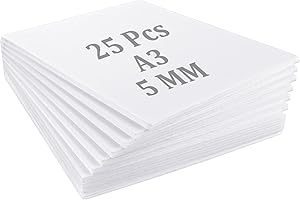 ZOFUN 25 Pcs Foam Boards A3, 297 x 420 x 5mm Foam Sheet, Stiff A3 Poster Boards Low Density, Easy to Cut A3 Foam Boards for Paper Scrapbooking, Cosplay, Mounting Print, Arts & Crafts