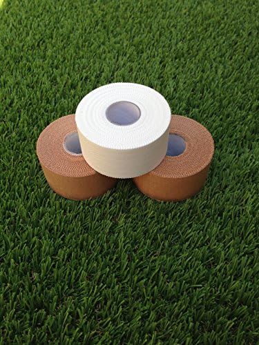 Set of 3 Roll Strip Adhesive Rigid Strapping Support Bandage Strap Sport, 2 MARRON + 1 BLANC