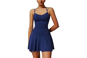 OMEWEE Women's Tennis Dress with Shorts and Built in Bra Sweetheart Neck Sleeveless Golf Dress Activewear Exercise Sports Dresses with Pockets