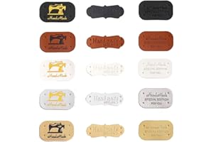 Houhounb 75 Pieces Handmade Label Handmade Stationery Labels to Sew On Handmade Sew-in Textile Labels Labels to Sew On Embellishment Knitting Accessories with Holes for DIY Clothes, 3 Styles