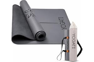 YOGATI Yogamattor i gummi för kvinnor | Halkfri yogamatta med inriktningslinjer. Pilatesmatta med väska och bärrem perfekt fö