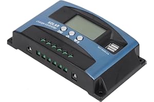 ARAMOX Contrôleur de solaire, MPPT 40/50/60/100A chargeur de batterie solaire régulateur de contrôleur de panneau double affichage LCD USB 12 V 24 V pour panneaux solaires(100A)