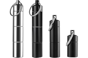 PEOVLVN 2 Metalowe Pudełka na Tabletki z 3 Przegródkami - Wodoszczelne, Przenośne Breloczki do Kluczy