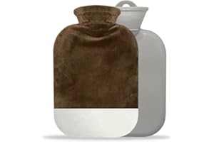 WEIQILE Wärmflasche mit Bezug, Wärmflasche Bezug Abnehmbar, Waschbarer Flaschenbezug, Wärmbeutel für Warm und Bequem (Brown, 2000ML)