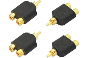 YACSEJAO RCA Y Splitter Adaptateur Plaqué Or RCA 1 Mâle à 2 Femelle Y Splitter Connecteurs pour Subwoofer, Autoradio, Amplificateur, TV, Audio Numérique Etc.(4Pack)