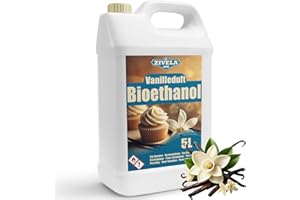 ZIVELA Bioethanol 96,6% 5L | Bio Alkohol Vanilleduft 96,6% 5L | Bioethanol für Kamin, Tischkamin, Bioethanol Kamin | Bioethanol Vanilleduft | Saubere Verbrennung, ohne Rauch, lebendige und stabile Flamme