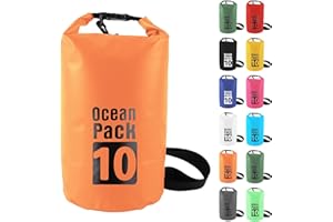 MOMAHUA 10L Dry Bag,Orange Waterproof Bag with Adjustable Shoulder Strap,Small Capacity Swimming Bags 2L/5L/10L/15L/20L/25L/30L Dry Sack for Paddle Boarding,Wet Bags for Travel,Outdoor Camping