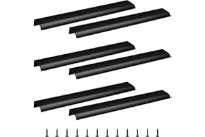 Cjueiom 6 Pack Concealed Kitchen Cupboard Handles 256mm Hole Center Hidden Drawer Pulls, Finger Edge Pull Aluminum Cabinet Handle Invisible Door Knob for Wardrobe (300mm Total Length, Black)
