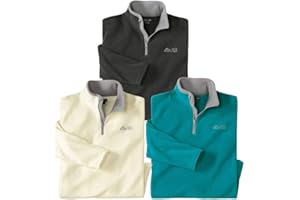 ATLAS FOR MEN - Set di 3 Maglioni in Pile da Uomo - Ultra Leggero e Caldo - Maglione a Collo Alto con Zip - Ideale per l'inverno/Viaggio - Maglioni in Pile da Uomo - Disponibile in Taglie Grandi