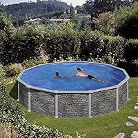 Gre KIT240PO- Piscina Cerdeña desmontable redonda de acero decoración piedra Ø240x120 cm
