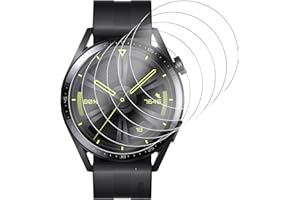 Hianjoo 6 sztuk folii ochronnej, kompatybilna z Huawei Watch GT 3 46 mm / GT 2 46 mm, twardość 9H, odporna na zarysowania, odporna na działanie oleju folia ochronna na wyświetlacz kompatybilna z