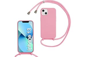 MBSLFY Silikon Handykette für iPhone 13 Hülle mit Band,Silikon Necklace Handyhülle mit Abnehmbar Kordel zum Umhängen Stossfest Bumper Handy Schutzhülle für iPhone 13, Rosa