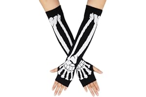 Bienvenu Guanti unisex elastici, senza dita, scheletro, guanti