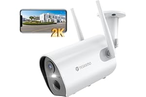 YESKAMO 2K Home Security Camera Wireless, Rechargeable Battery Operated WiFi Surveillance CCTV Camera Systems, Colorful Night Vision, Motion Detection, 2 Way Audio, Siren, Floodlight, White (ZS-GX6S)
