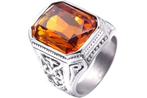 PAURO Homme Bague de Mariage en Zircone Cubique avec Une Grosse Pierre