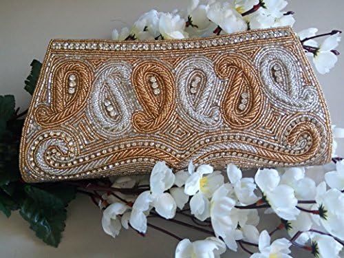 Gold beaded evening clutch , Gold Minaudière Mothers day Gift ,diamond encrusted party clutch, Portefeuille Femmes, gold beaded handbag