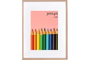 LYYYYX Cornice portafoto in legno con passepartout, 30 x 40 cm, con vetro acrilico da appendere verticalmente o orizzontalmente, in rovere per foto, poster, puzzle, set da 1 pezzo