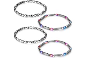 Herdear 4 Pcs Magnetic Hematite Ankle Bracelets for Women Men Beaded Magnetic Anklets Bracelets Energy Anklets Foot Jewelry Ankle Chain, 2 Styles