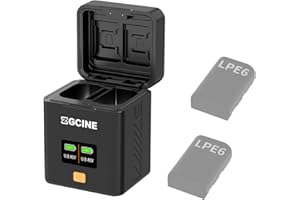 ZTIANFOTO ZG CINE PS-LPE6 Ladebox für EOS LP-E6/E6N/E6NH/E6P Batterien | USB-C PD Schnellladung mit OLED-Display | Duales Ladegerät für Kamera | Tragbare Ladebox mit Speicherkartenfach für Fotografen