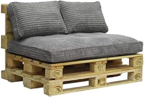 ADEKOR_HOME Kissen für Gartenmöbel | Grau | Kord | Palettenmöbel | Outdoor | Stilvoll | Beste Qualität | 120 x 60 cm (Grau 2+1)