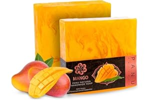 PANU NATURAL Panu Mango Soap - Sapone da doccia vegano per tutti i tipi di pelle - Sapone naturale come gel doccia solido e shampoo solido - Pezzo di doccia naturale - Sapone senza animali