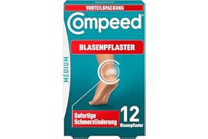 ‎COMPEED Compeed Blasenpflaster Medium Vorteilspack – Hydrokolloid-Pflaster gegen Blasen an den Fersen, 12 Pflaster