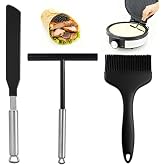 AEMCHDM 3 Pieces Crepe and Spreader, Stainless Steel Dough Distributor, T-Shape Pancake Stick, Crepe Accessories for Home, Ki