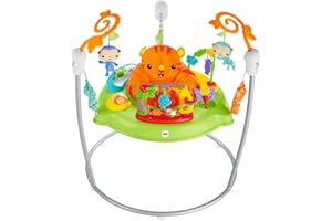 Fisher-Price Jumperoo Jungle | Siège Harnais Sauteur Bébé | Jumper Bébé | Jeu Bébé 9 mois et + | Siège Bébé Table d’Activités | Sièges Sauteurs Suspendus | Balancelle Bébé | Jouet Enfant 1 an, CHM91