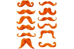 Komonee 12 x Fake Moustache Ginger Halloween Mustache For Fancy Dress Up Costume Hair Accessory Outfit Novelty Joke