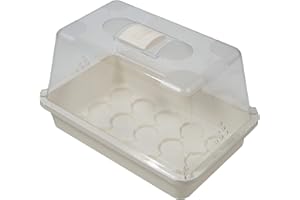 mgc24 Zimmergewächshaus klein - Anzuchtschale mit Deckel und Belüftung - Cremefarben