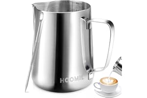 HOOMIL Pot à Lait en Acier Inoxydable 900ml/32oz Pichet à Lait Pot pour le Café la Mousse de Lait