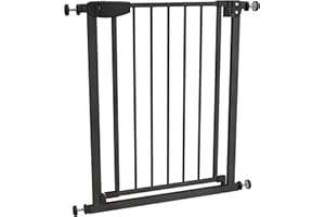 ALMAR Baby Barrière de sécurité 61-68 cm noir | Montage facile sans vis pour portes, couloirs ou escaliers pour enfants ou animaux domestiques | Clôture blanche avec pivotement auto-fermant des deux