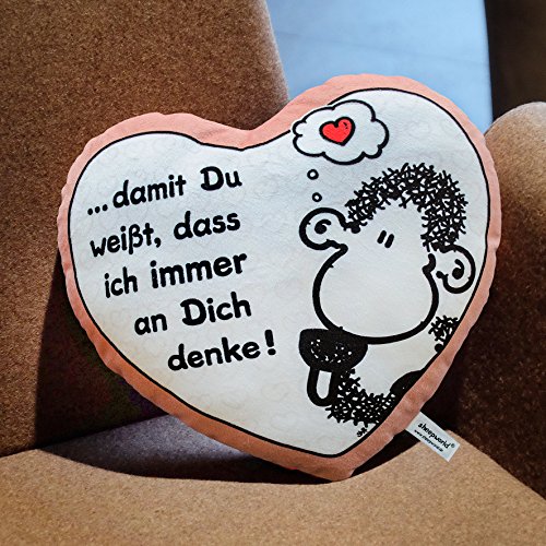 Sheepworld 42693 Plüschkissen in Herzform „… damit Du weißt, dass ich immer an dich denke!“ - 2