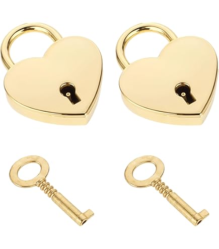 Lot De 2 Cadenas Dorés Avec Clés - Cadeau Romantique Saint-Valentin, Mariage, Anniversaire - 2