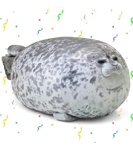 BYNYXI 60 cm zeedier pluche kussen, Chubby Seal knuffeldier, knuffeldier, zeedier, oceaandierkussen, gevuld zegelkussen, omarmingskussen, speelgoed voor kinderen, jongens en meisjes, cadeau