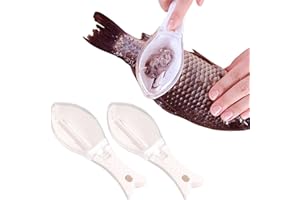 Ulawellor Pack of 2 Fish Scaler Plastic Fish Scale Remover, Plastic Fish Scale Scraper, Fish Scaler Fish Scale Remover with Clear Cover for Home, Kitchen, Restaurant (Pink Colour)