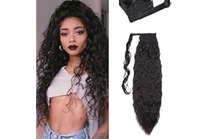 26"(66cm) SEGO Coleta Postiza Rizada Larga con [Magia del Bolsillo] Extensiones de Pelo Sintético Se Ve Natural Clip [Negro Natural] Cabello Postizo Cola (110g)