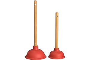 Nirox Juego de 2 Desatascador ventosa de 110 y 140 mm de diámetro - Desatascador émbolo de inodoro (WC) con mangos de madera - Desatascador tuberias manual - Desatascador de desagüe