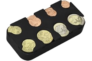 kwmobile Scatola Portamonete 8 Scomparti - Box Organizer Porta Monete a Molla - Slot x8 Monete da 1 Centesimo a 2 Euro - nero
