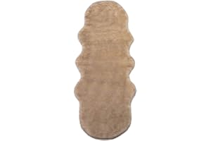 ‎WOLTU WOLTU Fellteppiche Schaffell, Kunstfell Lammfellimitat Teppich flauschig, Longhair Fell Optik, Dekofell für Stühle, Couch, Sofa Wohnzimmer Schlafzimmer, Weiß + Braun,(170-180) x 60cm