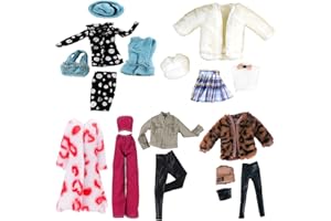 Lance Home® 5 Set Abbigliamento Autunnale Vestiti Abiti D'Inverno + Pantaloni Scarpe Manica lunga Soprabito Cappotto peluche Per 29cm Bambole Accessori regalo di Natale Casuale Stile