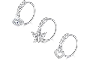 Mayhoop Nariz Anillos de Acero quirúrgico 20G Nariz Tornillo Piercing de Nariz CZ con Incrustaciones de Nariz Piercing Joyería para Mujeres Hombres