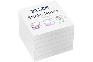 ‎ZCZN ZCZN Haftnotiz Sticky Notes Selbstklebende Haftnotizzettel Notizzettel Klebezettel 6 Blöcke, 80 Blatt, 76 x 76 mm, weiß