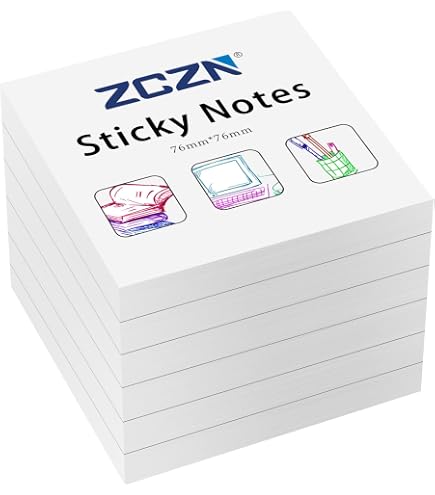 ZCZN Blocs Notes Adhésifs - 12 Pack Multicolore (76x76mm) - Idéal Bureau, École, Maison - 720 Feuillets Autocollants