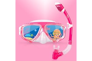 EXP VISION Maska do nurkowania z rurką dla dzieci, przeciwmgielna maska do nurkowania z panoramicznym widokiem 180°, dla chłopców i dziewcząt, z osłoną nosa, sprzęt do nurkowania dla juniorów