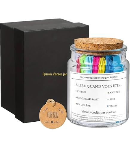 Pot à Versets Bible / Coran – Bocal Verre 90 Versets Inspirants, Cadeau Spirituel Pour Famille, Amis