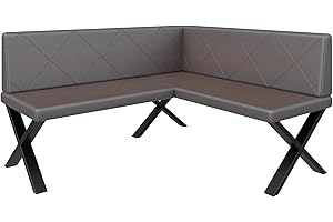‎FURNISTAR FURNISTAR Eckbank Akiko Metal X - Eckbankgruppe für Ihrem Esszimmer, Küche modern, Sitzecke, Essecke. Perfekt für Küche, Büro und Rezeption. Solide und Starke Verarbeitung. (168x142-Rechts-Soft30)