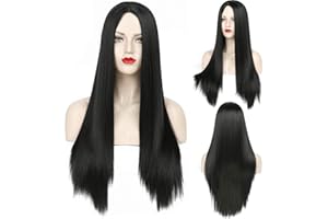 Sawekin Long Black Wigs 75cm Long Hair Heat Resistant Straight Black Wigs for Party Cosplay Halloween Anime