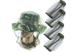 VIENTIANE Filet de Tête de Moustique, 4 pièces Mosquito Head Net Moustiquaire Hat, Apiculture Hat Visage Couvre Chef de Maille, Beekeeper Anti Mosquito Hat pour Rucher, Pêche, Protection des Amateurs