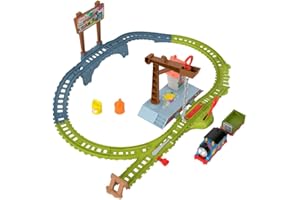 THOMAS & FRIENDS Il Trenino Thomas - Pista Avventure a Colori, playset lungo 1,5 metri con 2 taniche vernice, locomotiva Thomas a pile e Vagone Combina Guai, giocattolo per bambini, 3+ anni, HTN34